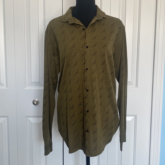 Balenciaga XL Green And Black Logo Button Up Collared Long Sleeve Shirt - Picture 6 of 14